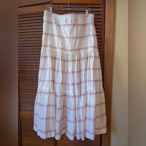 Eskander White Tiered Maxi Skirt